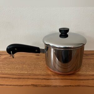 REVERE WARE 1801 Copper Bottom Stainless 3 qt Pan Pre-1968 2272609 2363973 VTG
